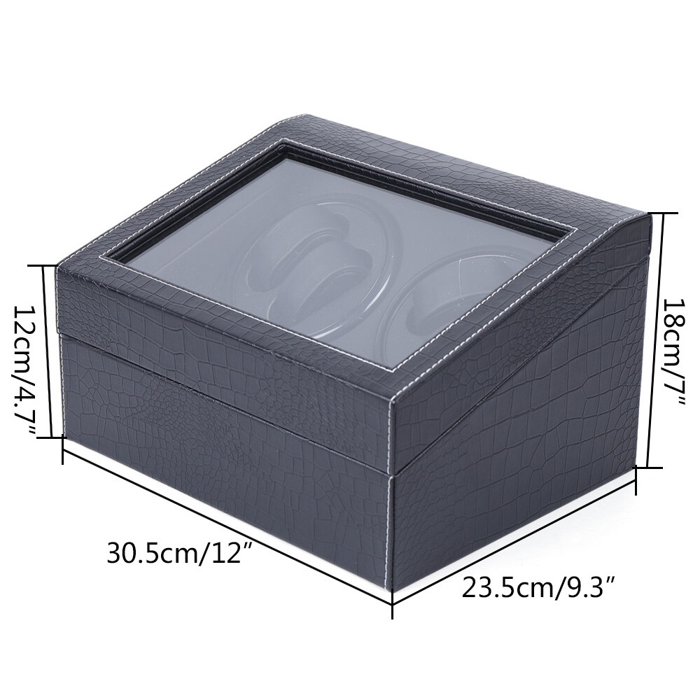 Watch Winder Display Box Automatic Rotation Storage 4+6 Grids Watches Black Gift