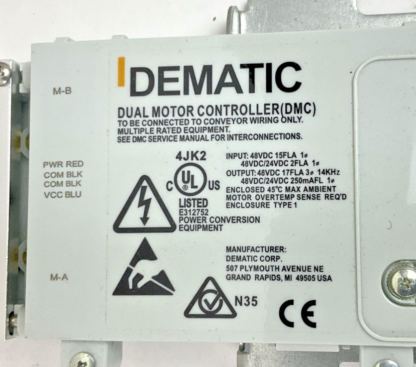 DEMATIC K0419-07AAA DUAL MOTOR CONTROLLER REV.AH 48VDC