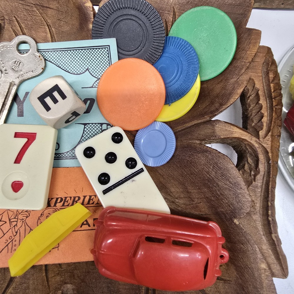 Vintage Found Object & Game pieces lot for Mixed Media Assemblage Art