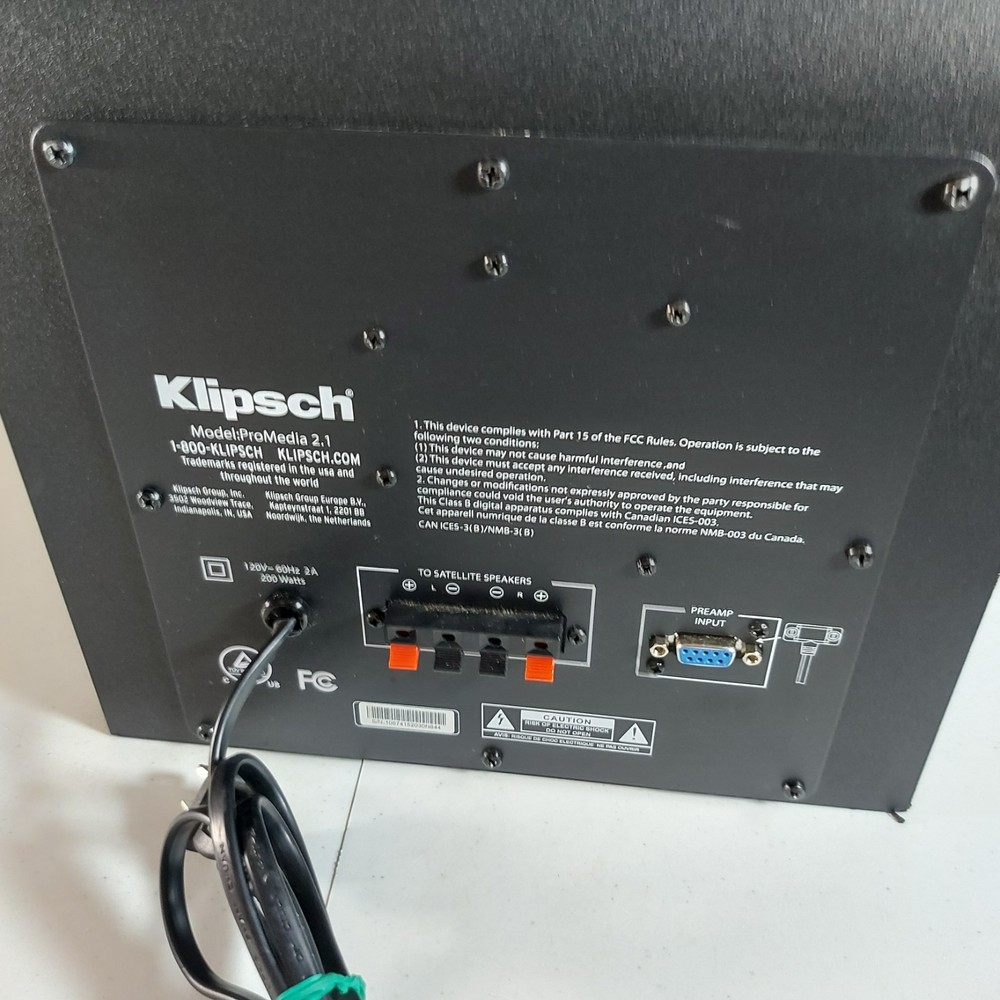 Klipsch ProMedia 2.1 Computer Speaker System UNTESTED FOR PARTS READ