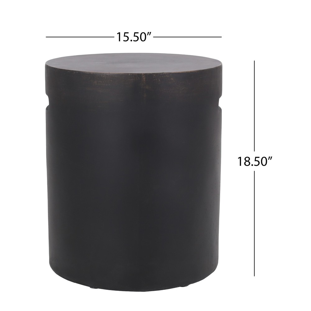 Outdoor Lightweight Concrete Side Table, Antique Copper