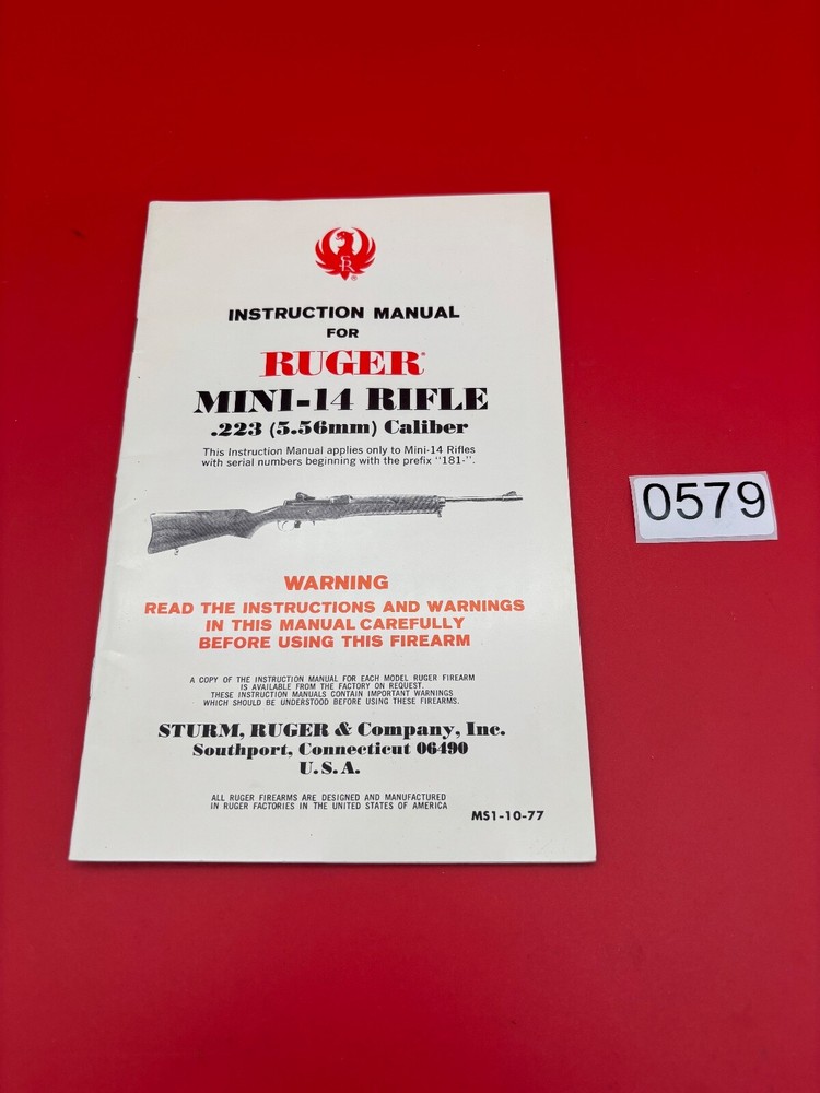 Ruger Mini 14 Manual  1977 #0579