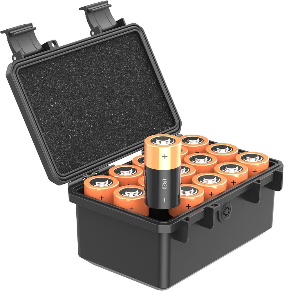 15 Slots D Battery Organizer Storage Case Shockproof D Cell LR20 Alkaline Holder