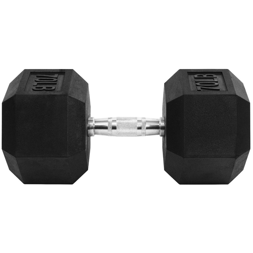 BalanceFrom Non-Slip Grip Hex Dumbbell, 70 lbs Single