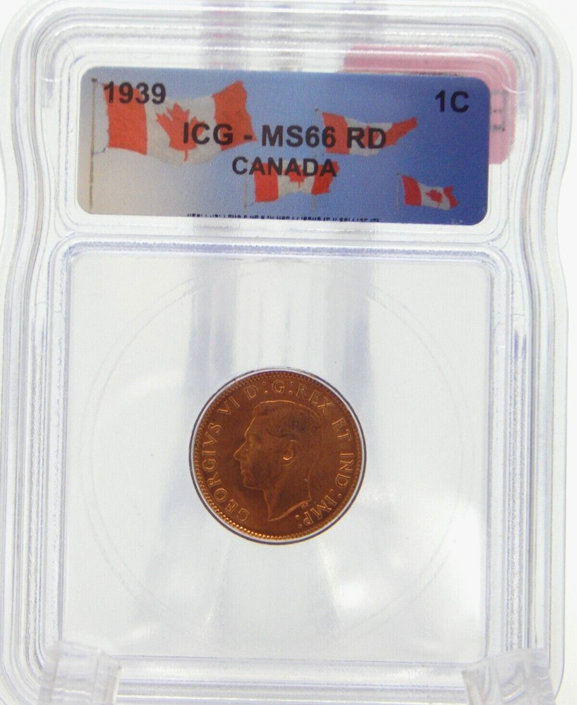 1939 CANADA MS66 RD ICG GRADED Canadian 1 CENT (BT551)
