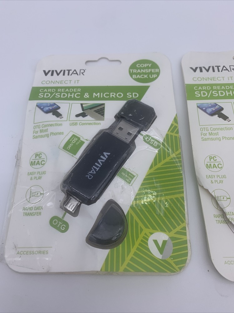 2x Vivitar SD/SDHC And Micro SD Card Reader Copy Transfer Backup