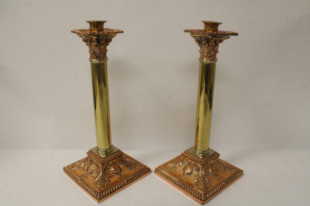 Pr 18th c. Sheffield silver on copper candle holders