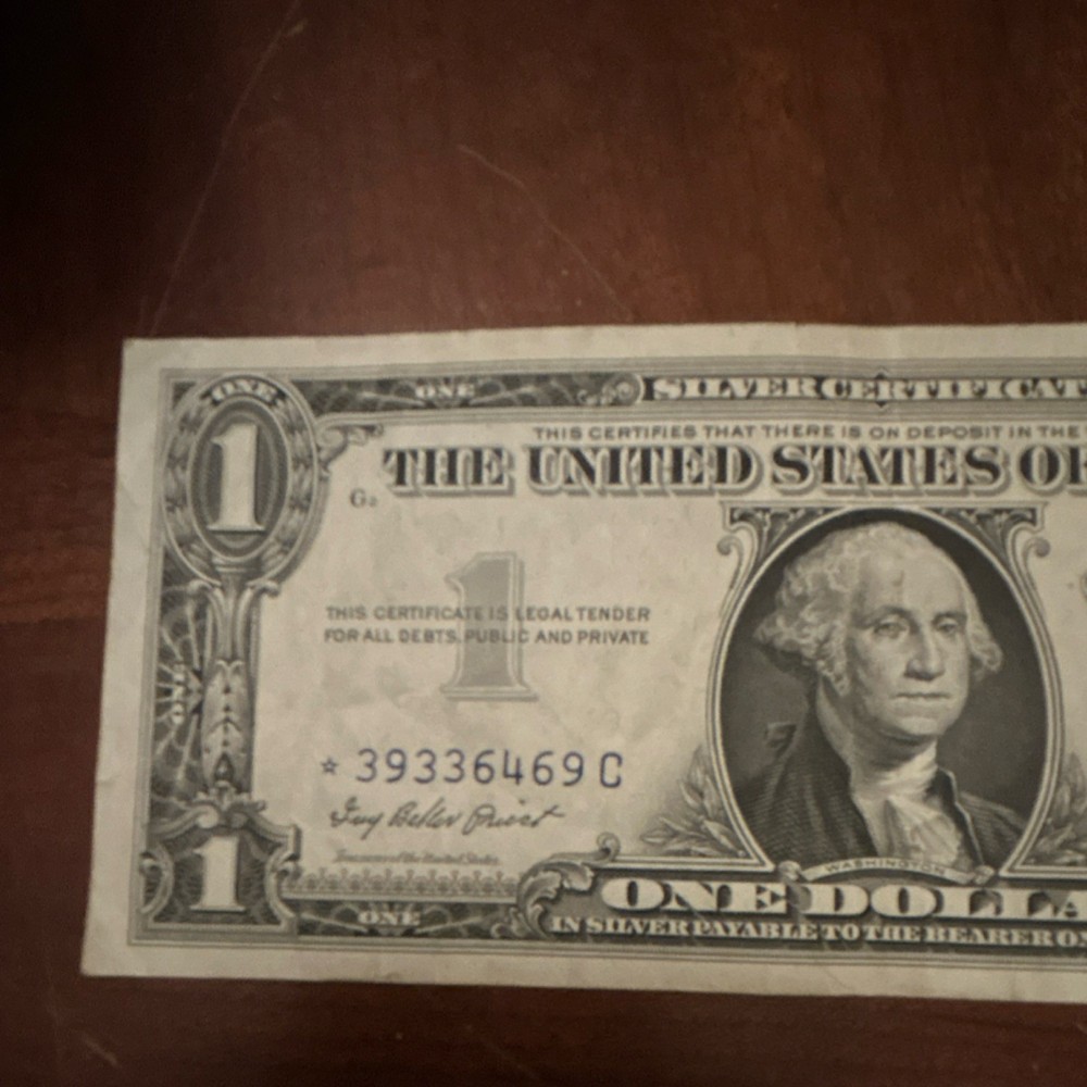 1957 $1 Silver Certificate Blue Seal Replacement Note 39336469C Circulated