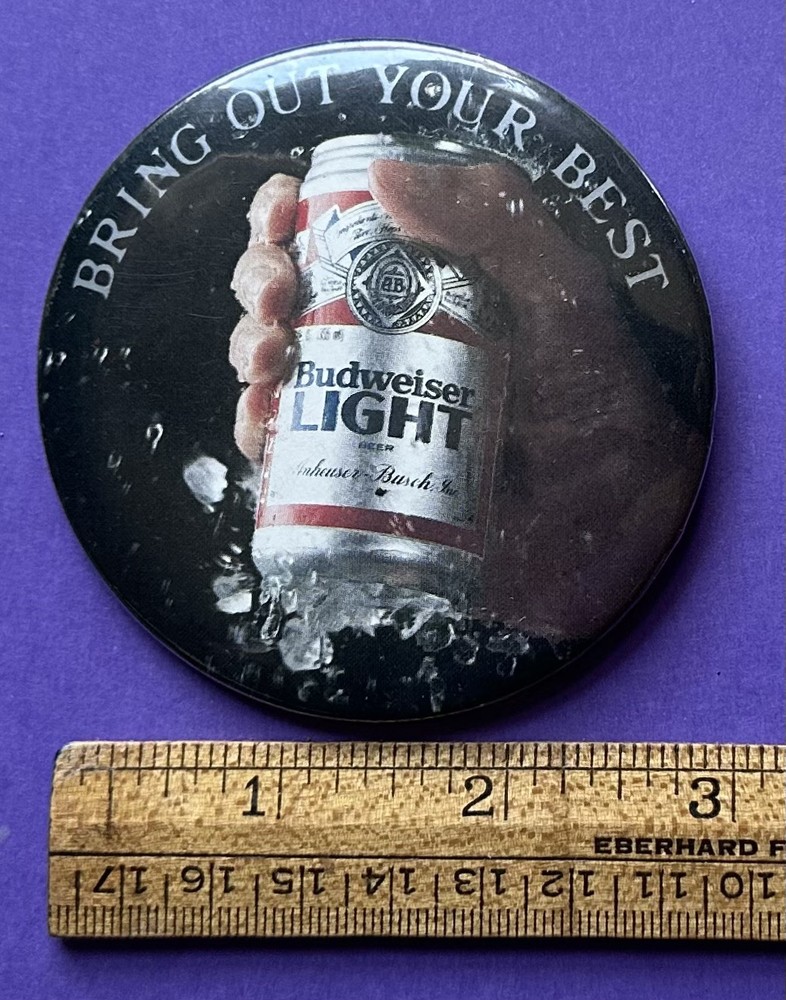 Vintage 1981 BUDWEISER LIGHT (Later, Bud Light) Pinback / 3"