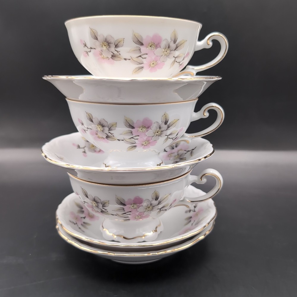 Set Of 7 Mitterteich "Springtime" Dinnerware Cup & Saucer