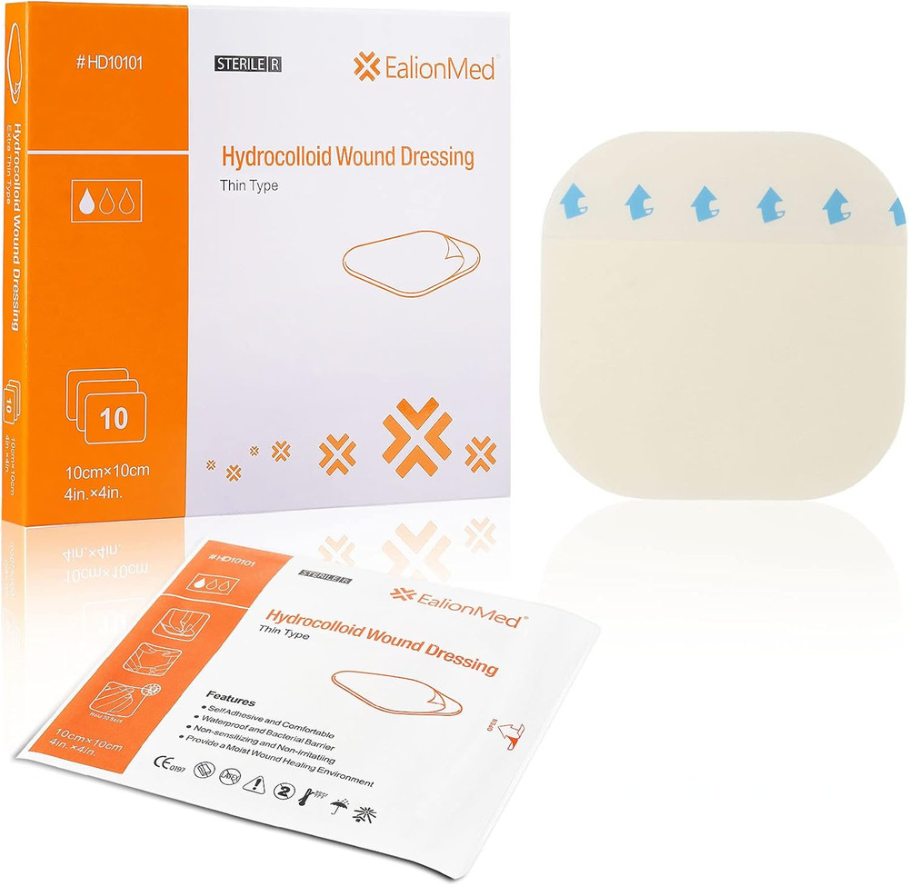 Hydrocolloid Bandage, Hydrocolloid Wound Dressing Thin Type 4'' X 4'' for Light