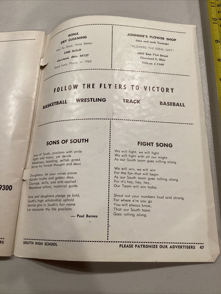 1965 Oct 8 South v John Marshall West Tech Field HS Football Program