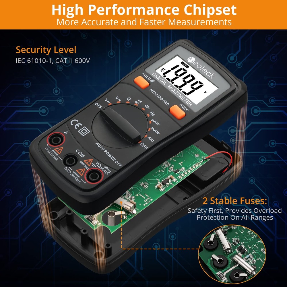 Neoteck Auto Ranging Digital Multimeter+Test Leads