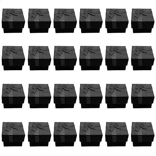 24Pcs Black Ring Boxes Bulk - Ring Jewelry Box Ring Boxes 24Pcs Boxes Black