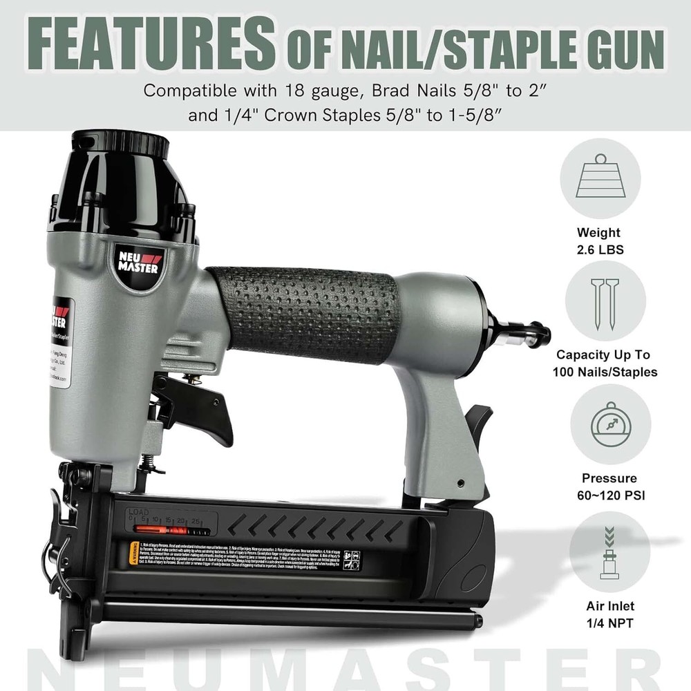 Complete Pneumatic Nail Gun Set with Carrying Case & Accessories - User-Friendly