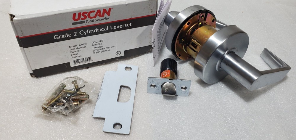 USCAN TOTAL SECURITY USL212S GRADE 2 CYLINDRICAL LEVERSET PASSAGE