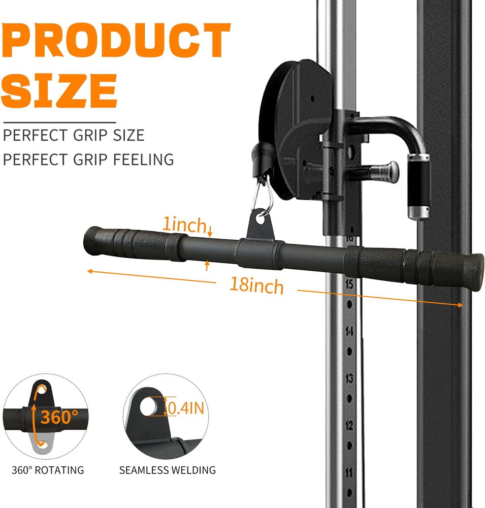Straight Bar, Pull Down Bar 360 Rotating, Lat Pulldown Attachments Cable Attachm