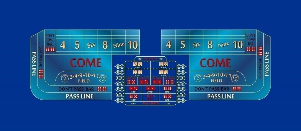 Craps Table Layout Felt - 10 Foot Blue