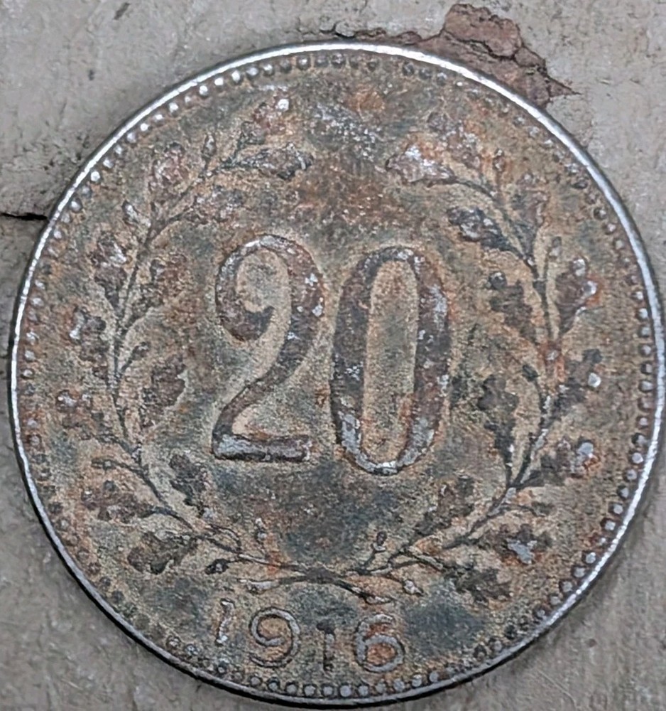 1916 Austria 20 Heller Iron WWI