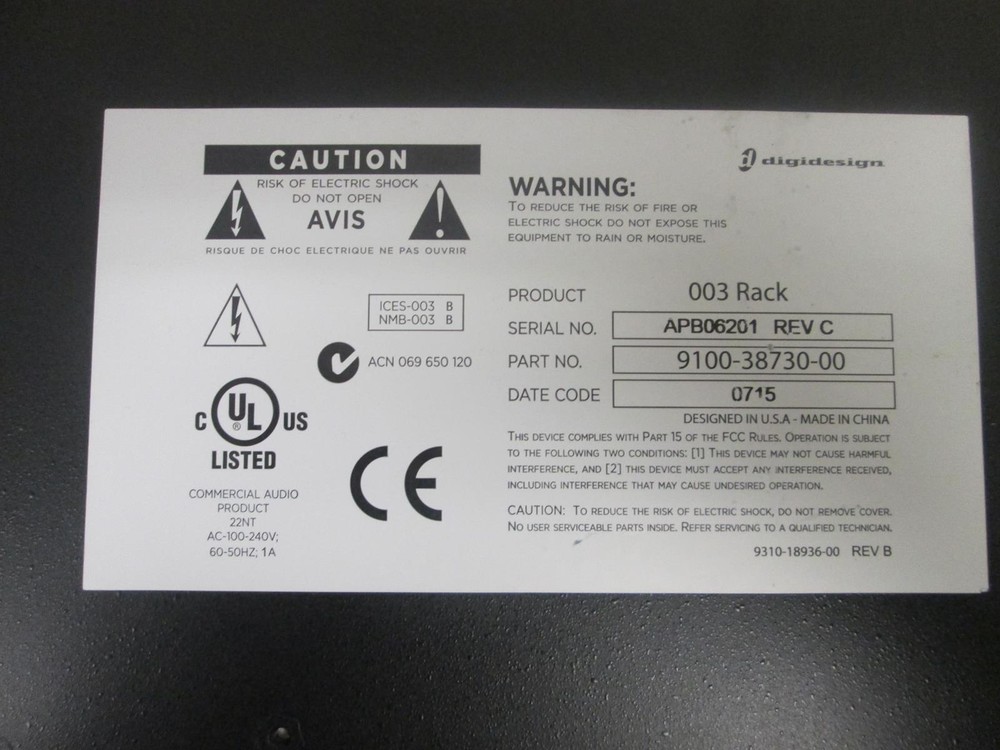 DIGIDESIGN RACK 003 AUDIO RECORDING WORK STATION