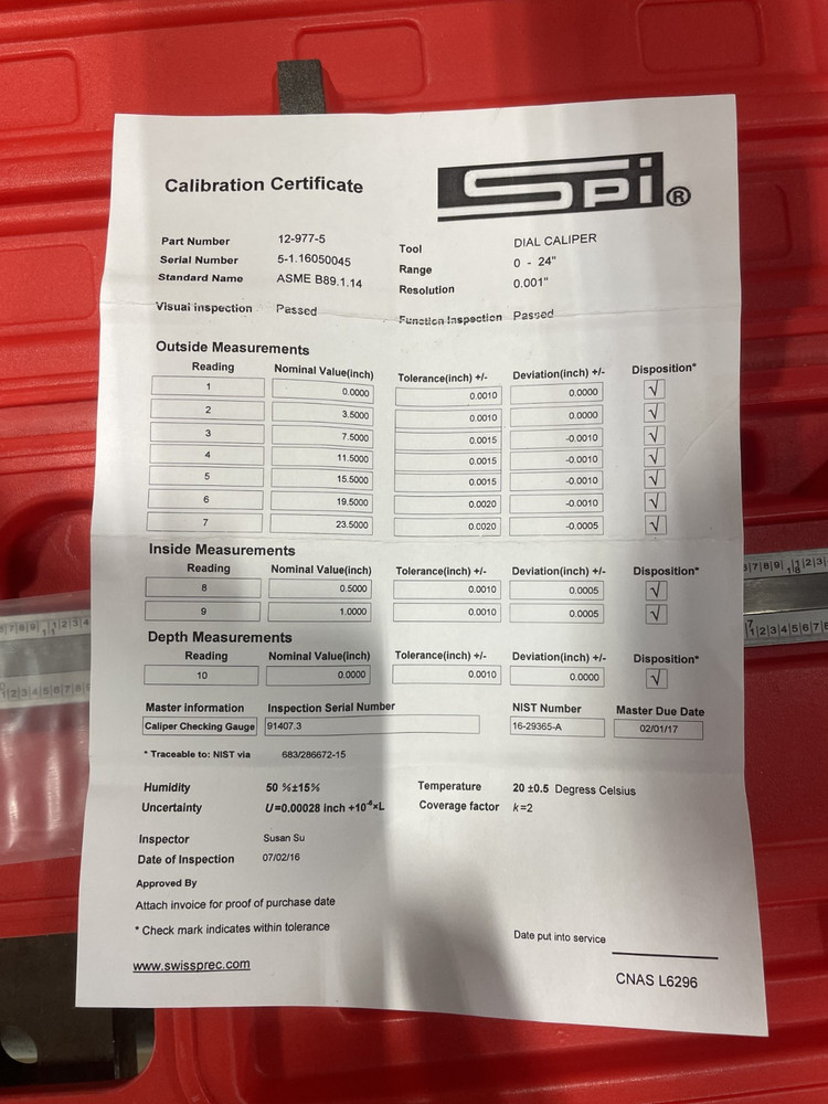 SPI - Caliper - 12-977-5 - 0-24" Range