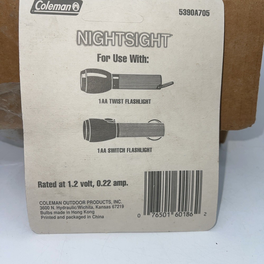 COLEMAN NIGHT SIGHT Replacement Bulbs 1AA TWIST AND SWITCH FLASHLIGHT 25 Pks
