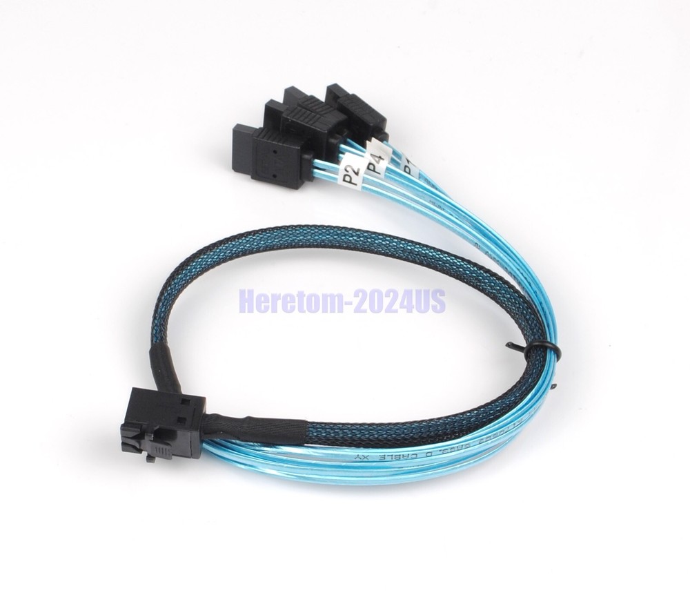 2pc Mini SAS SFF-8643 to 4 SATA 7pin hard disk 6Gbps data Raid Cable 0.5M/1.64ft