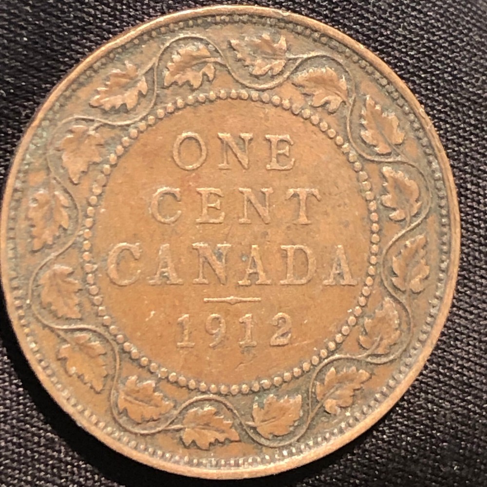 1912 Canada 1 Cent Bronze Coin - VF (Very Fine) condition