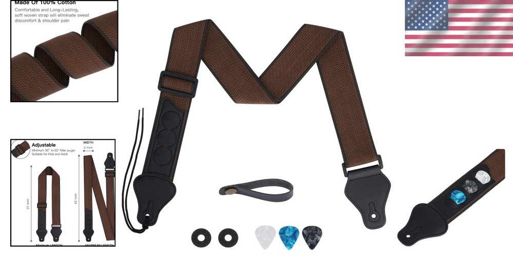 Essential Guitar Strap Pack - Comfortable Cotton, Adjustable Length 36 to 62"