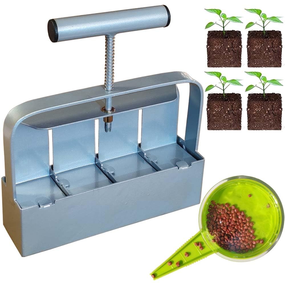 Handheld Soil Blocker Tool Kit 4 Cell Heavy Duty 2" Seed Starter Maker 1PC