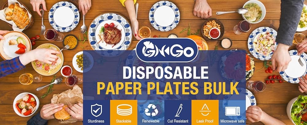Paper Plates 8.5 Inch Bulk, Heavy Duty Medium Disposable Dert