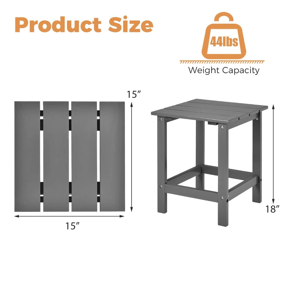 Costway 15" Square Wooden Patio Side Table
