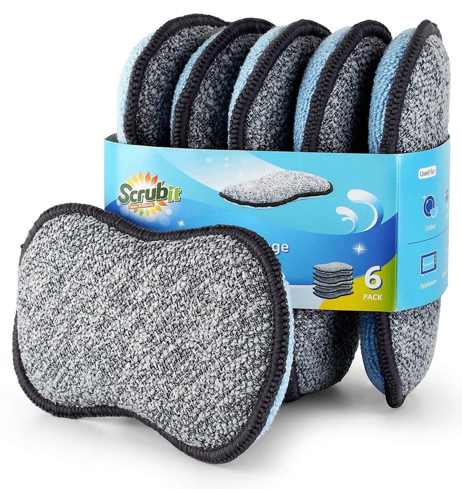 Multi-Purpose Sponges Kitchen by Scrub-it - Non-Scratch Microfiber sponges fo...