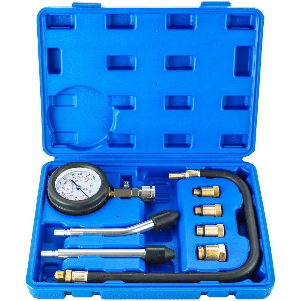 8PCS Engine Cylinder Compression Tester Kit 0-300 PSI