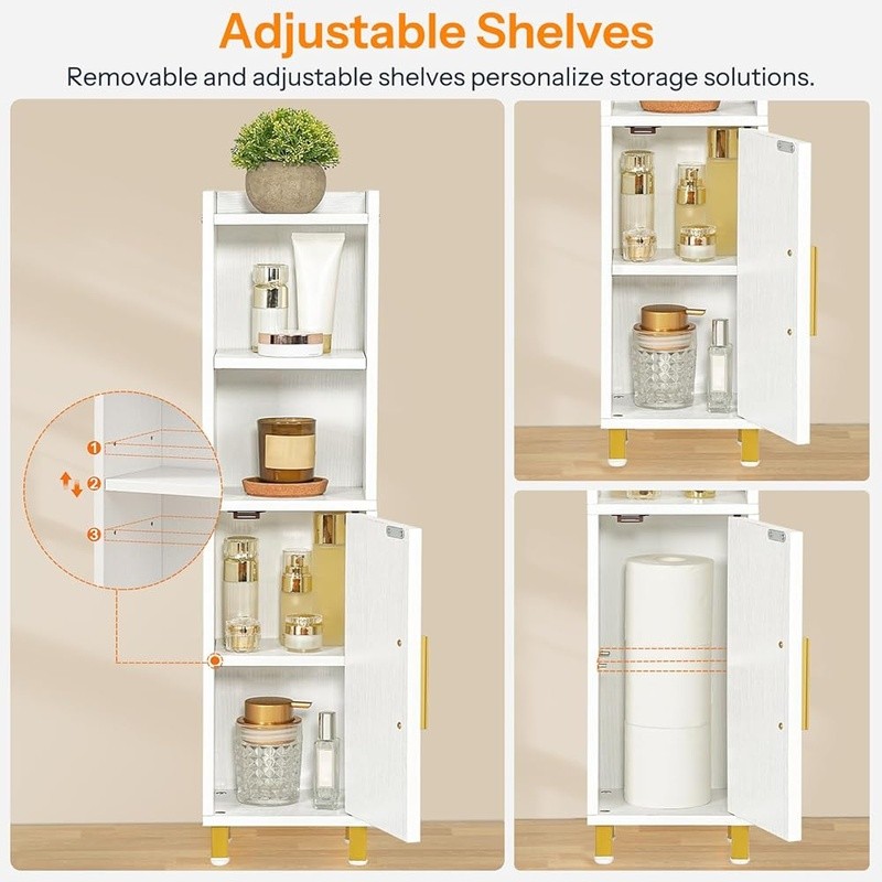 Space Saving Bathroom Cabinet Adjustable Shelf Metal Legs Storage Solution New