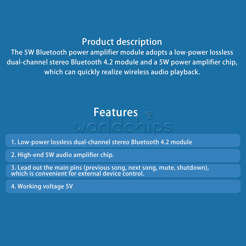 5W*2 Bluetooth 4.2 Audio Module Lossless 2-CH Stereo Low Power Consumption