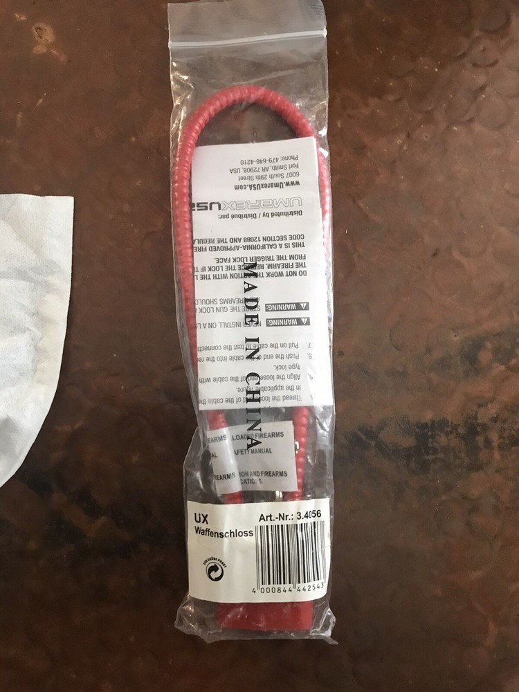 Red Gun Cable Lock 6.5" Cable 2 Keys