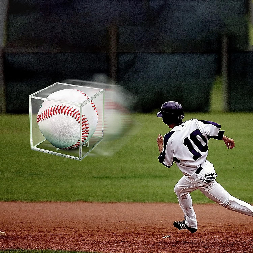 Baseball Display Case UV Protected Acrylic Clear Baseball Holder Square Cube Bal