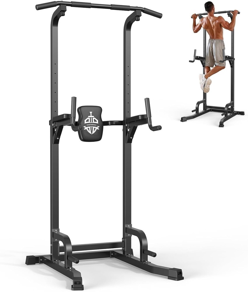 Power Tower Pull Up Bar Station, 450LBS Stable Pull Up Dip Station for Home G...