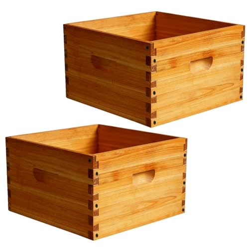 2 Pack Beehive Deep Brood Box 10 Frame Langstroth Deep Brood Bee Hive Box