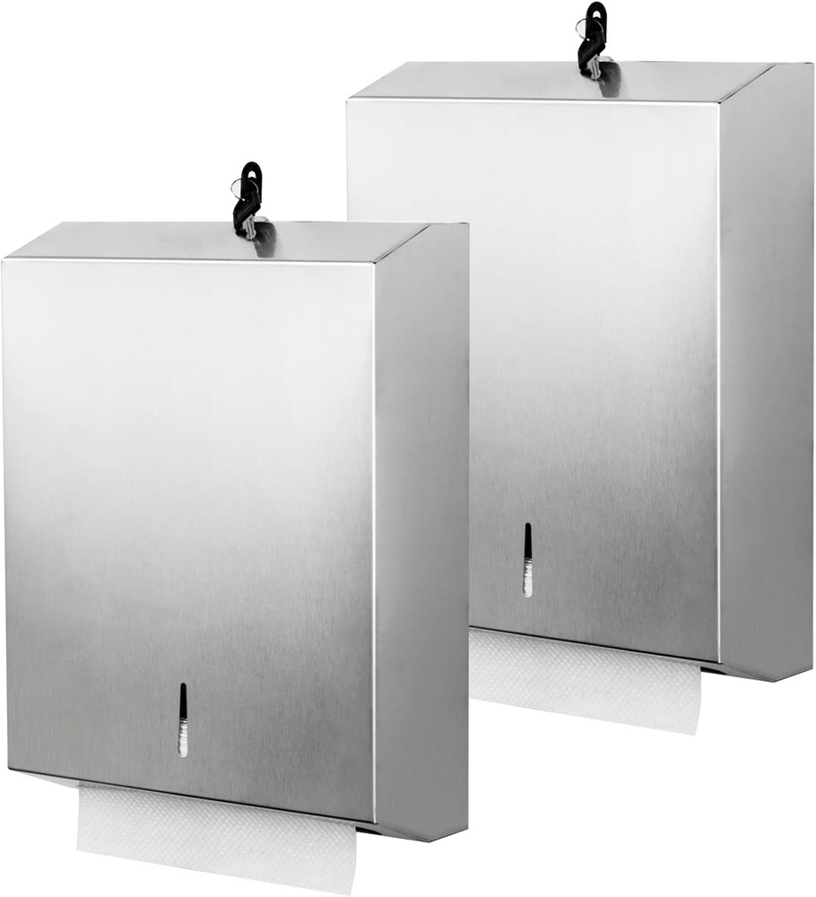 Touchless Stainless Steel Paper Towel Dispenser - 2 Pack Wall Mount