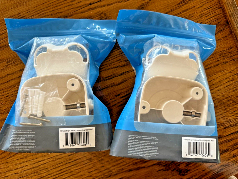 2 Pack -Genuine Ring RB Spotlight Battery Mounting Pack - White - Sealed