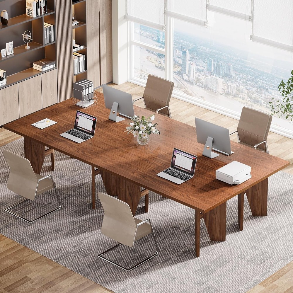 5.3ft Conference Table for 4-6 People, Rectangular Wooden Office Meeting Table