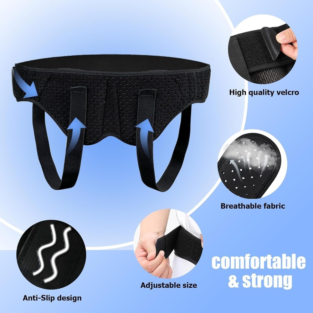 Hernia Support Belt for Men Truss for Inguinal with 2 Removable Compression Pads