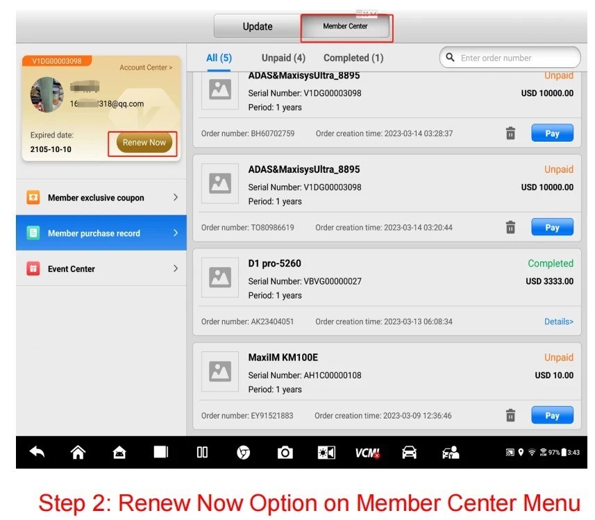 Autel Maxisys Elite One Year Update Service Subscription Total Care Program