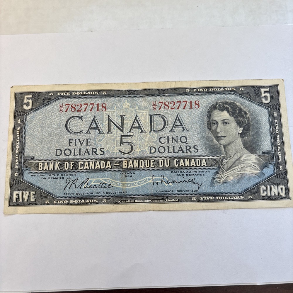 Canada 1954 $5 Five Dollar U/S Serial - Crisp