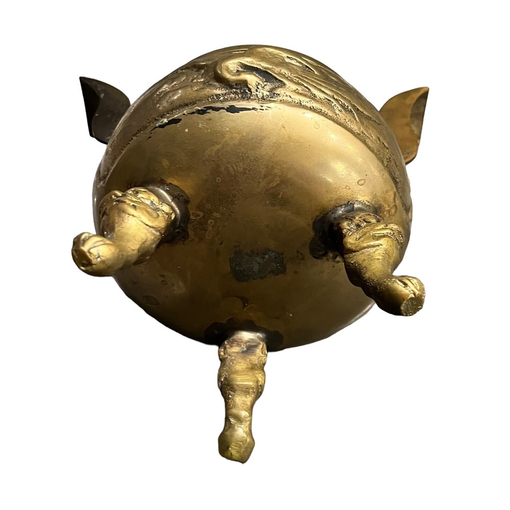 Solid Brass Incense Burner Foo Dog Finial