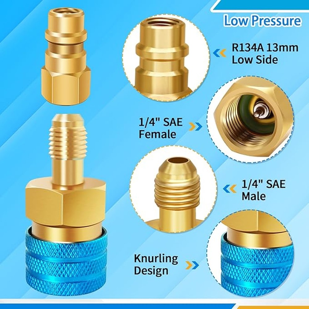 R1234YF to R134A Quick Coupler Adapter Fits Car High Low Side Conversion Kit