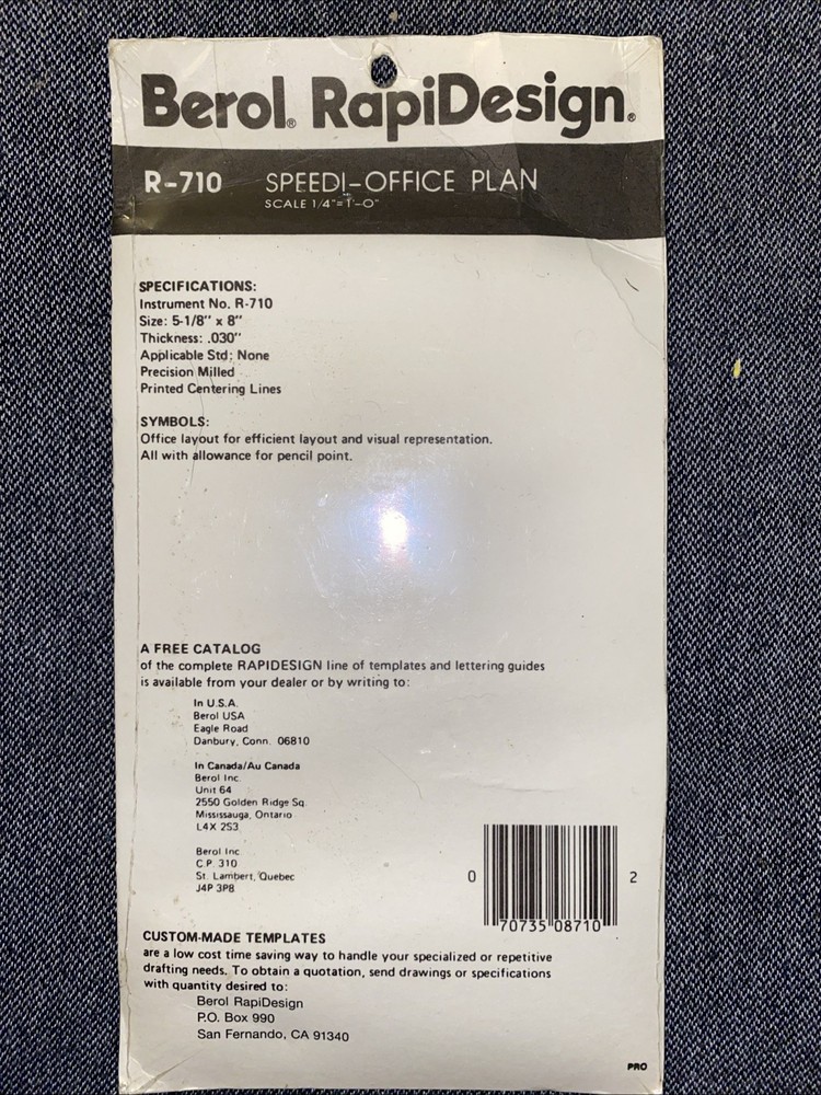 Berol Rapidesign Template - Office Layout Planner 1/4” = 1’-0” Scale - R-710