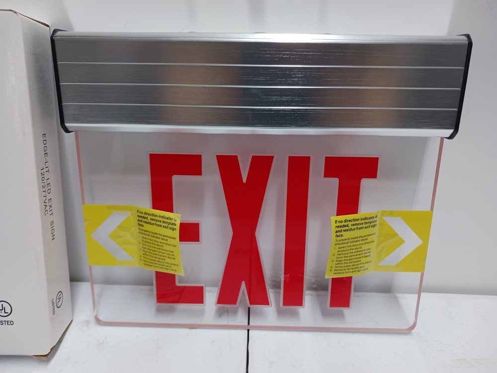 NEW PREMIER Lighting EDGE  E2010AR 120/277 Edge-Lit LED Exit Sign Red Emergency
